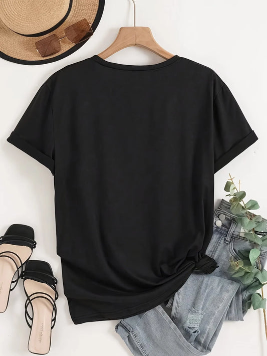 Just Breathe Dandelion T-shirt V Neck Casual Fashion Y2k Printed T Shirts Women Short Sleeve Tee Shirt V-Neck Summer