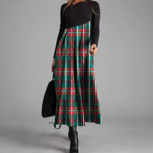 Women’s Elegant V-Neck A-Line Long Dress – Long Sleeve Casual Party Dress Free Shipping