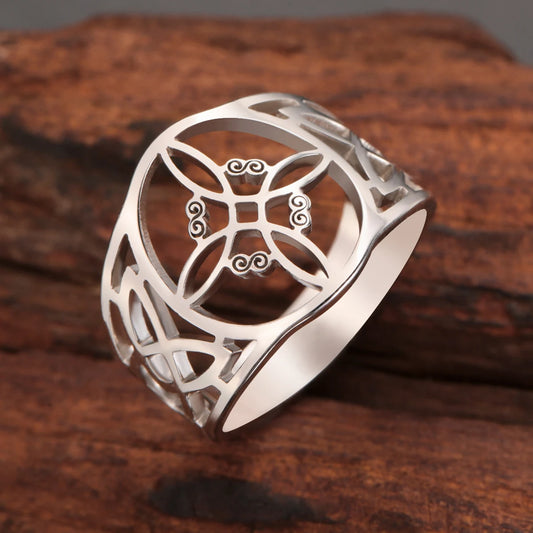 Celtic Knot Stainless Steel Ring for Men & Women – 18K Gold Plated Symbol Jewelry Free Shipping