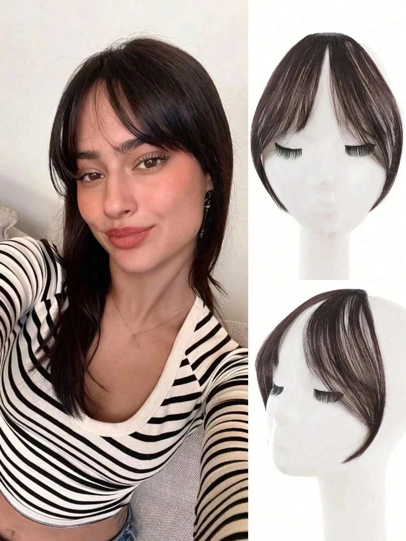 Clip In Middle Part Bangs Hair Extension – Natural Seamless French Bangs Hairpiece Free Shipping