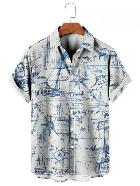 Men’s 3D Print Casual Shirt – Oversized Short Sleeve Hawaiian Beach Shirt Free Shipping