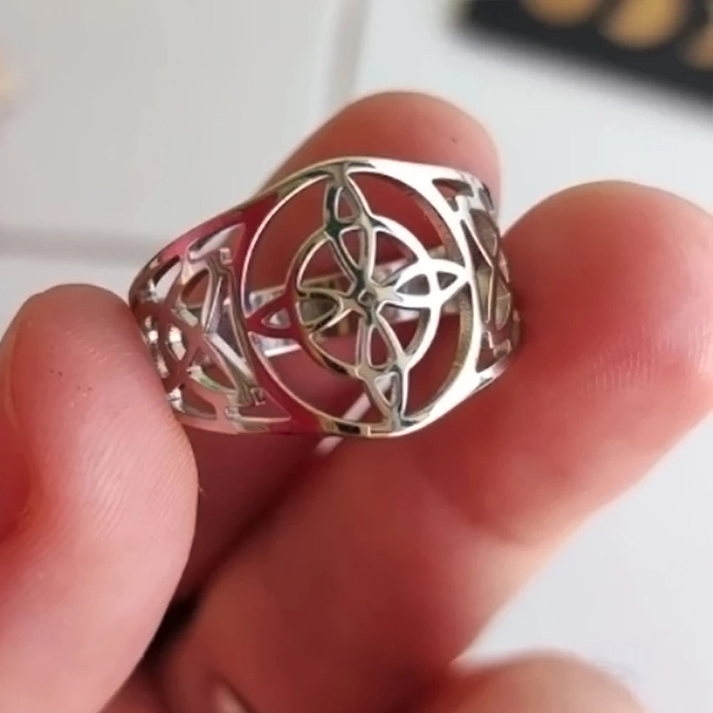 Celtic Knot Stainless Steel Ring for Men & Women – 18K Gold Plated Symbol Jewelry Free Shipping