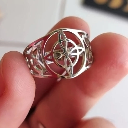 Celtic Knot Stainless Steel Ring for Men & Women – 18K Gold Plated Symbol Jewelry Free Shipping