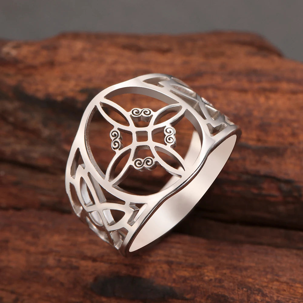 Celtic Knot Stainless Steel Ring for Men & Women – 18K Gold Plated Symbol Jewelry Free Shipping