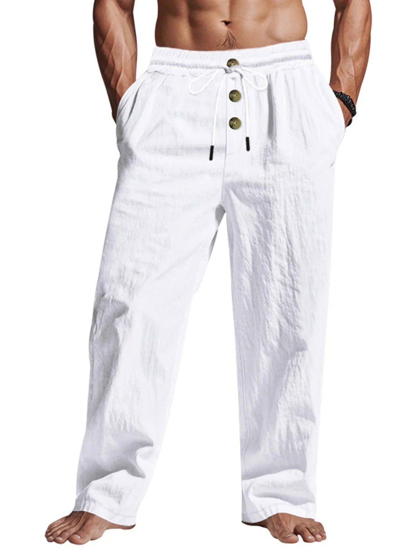 Men’s Summer Casual Trousers – Comfortable Lightweight Pants for Beach, Travel & Daily Wear Free Shipping