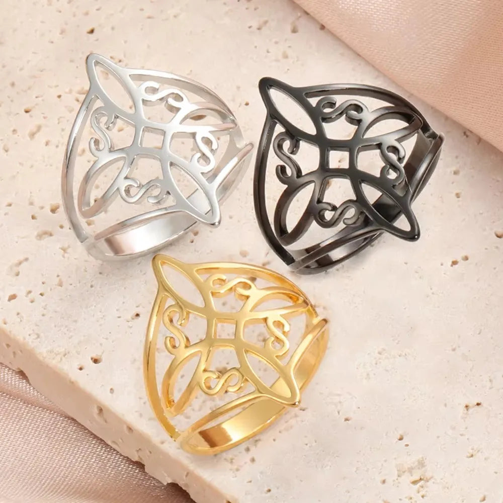 Celtic Knot Stainless Steel Ring for Men & Women – 18K Gold Plated Symbol Jewelry Free Shipping