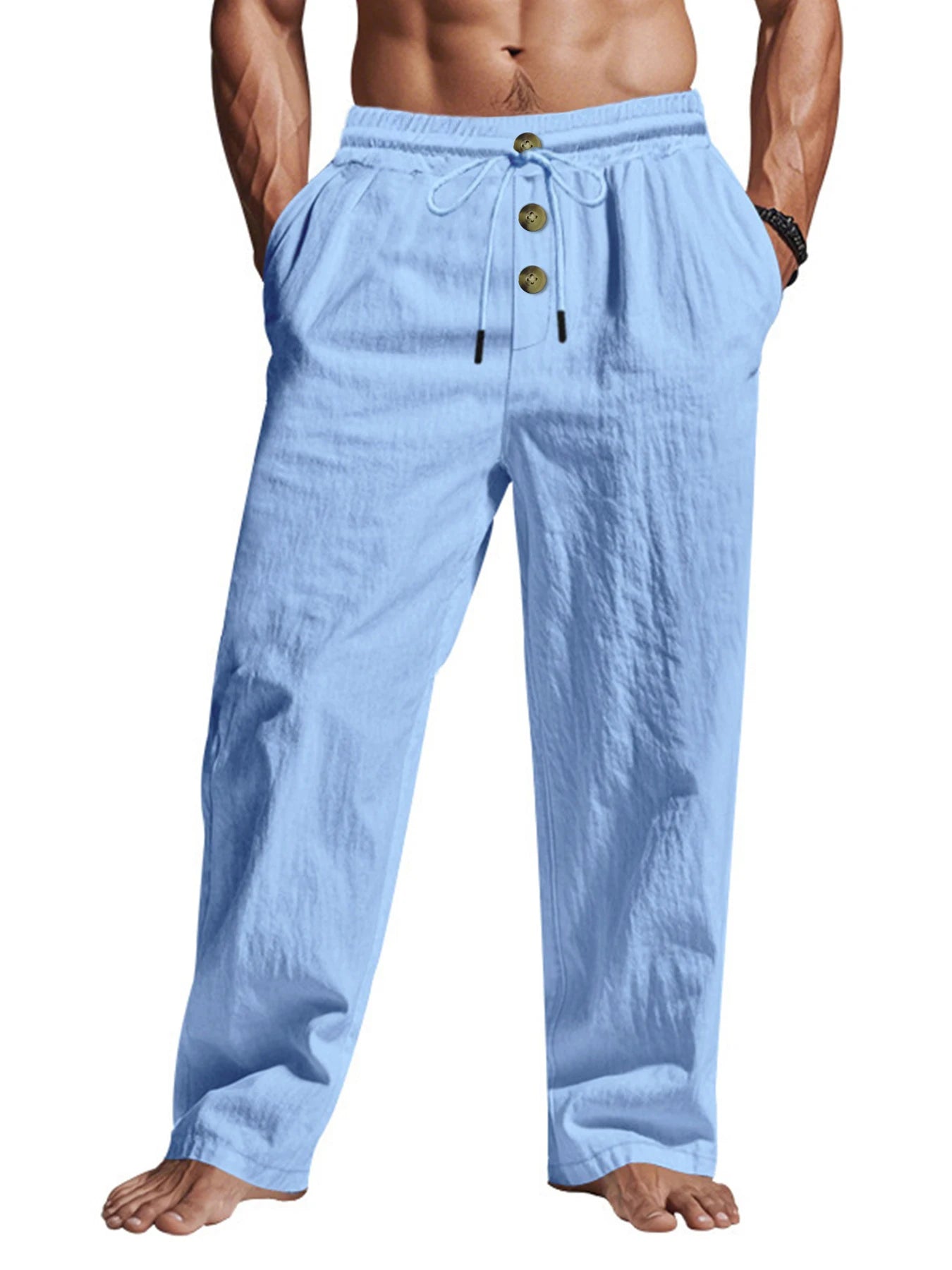 Men’s Summer Casual Trousers – Comfortable Lightweight Pants for Beach, Travel & Daily Wear Free Shipping