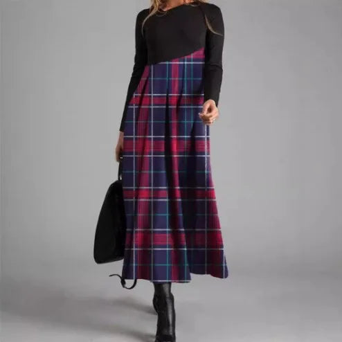 Women’s Elegant V-Neck A-Line Long Dress – Long Sleeve Casual Party Dress Free Shipping