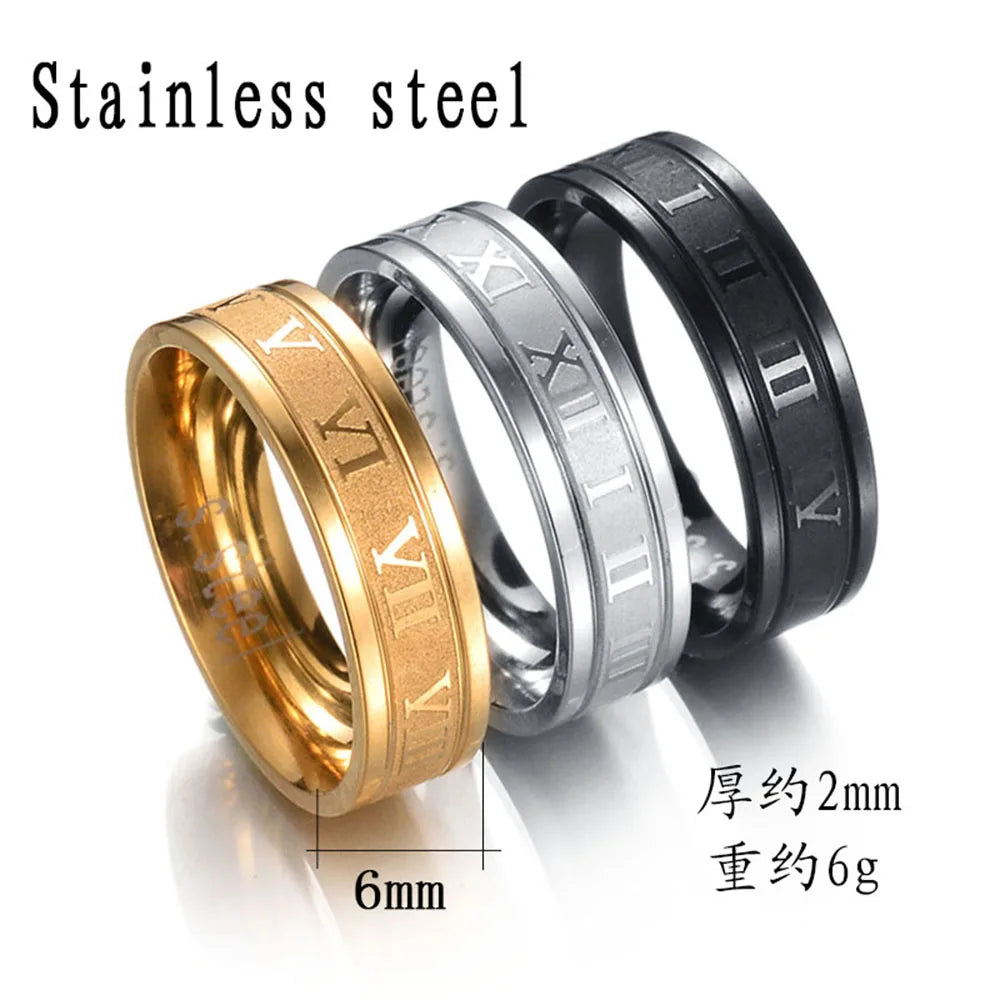 Roman Numeral Stainless Steel Ring – Unisex Fashion Punk Style Jewelry Gift Free Shipping