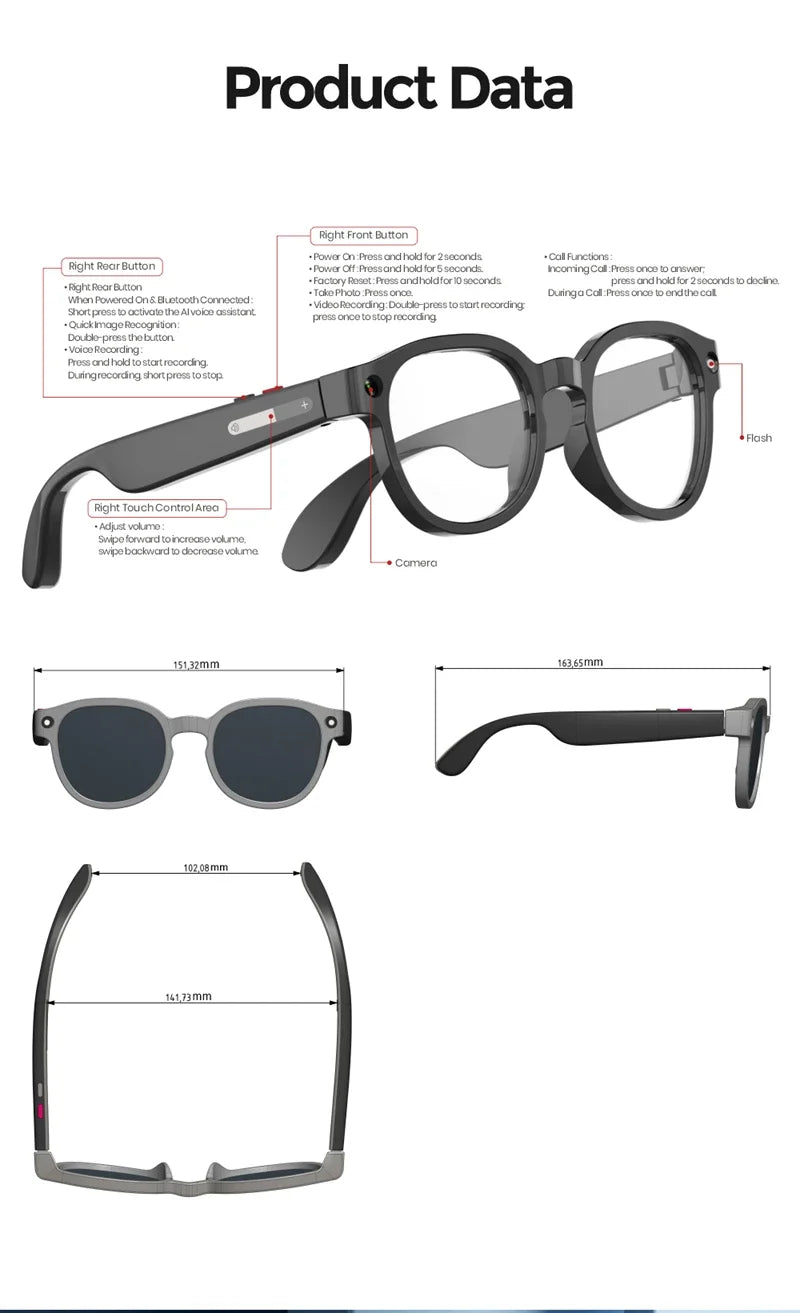 Next-Gen Smart Glasses – 4K Camera, Live Translation & Wireless Aud
