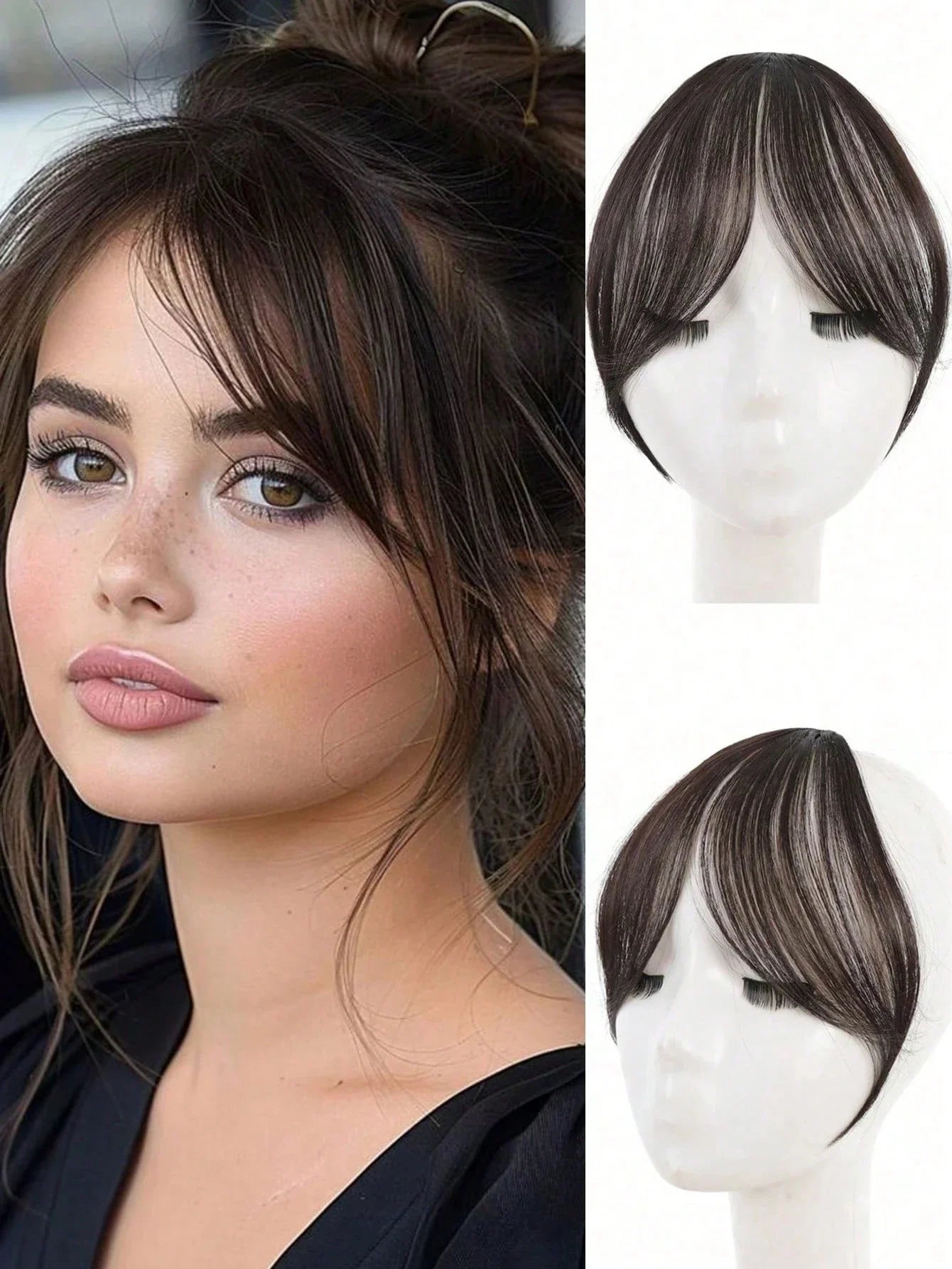 Clip In Middle Part Bangs Hair Extension – Natural Seamless French Bangs Hairpiece Free Shipping