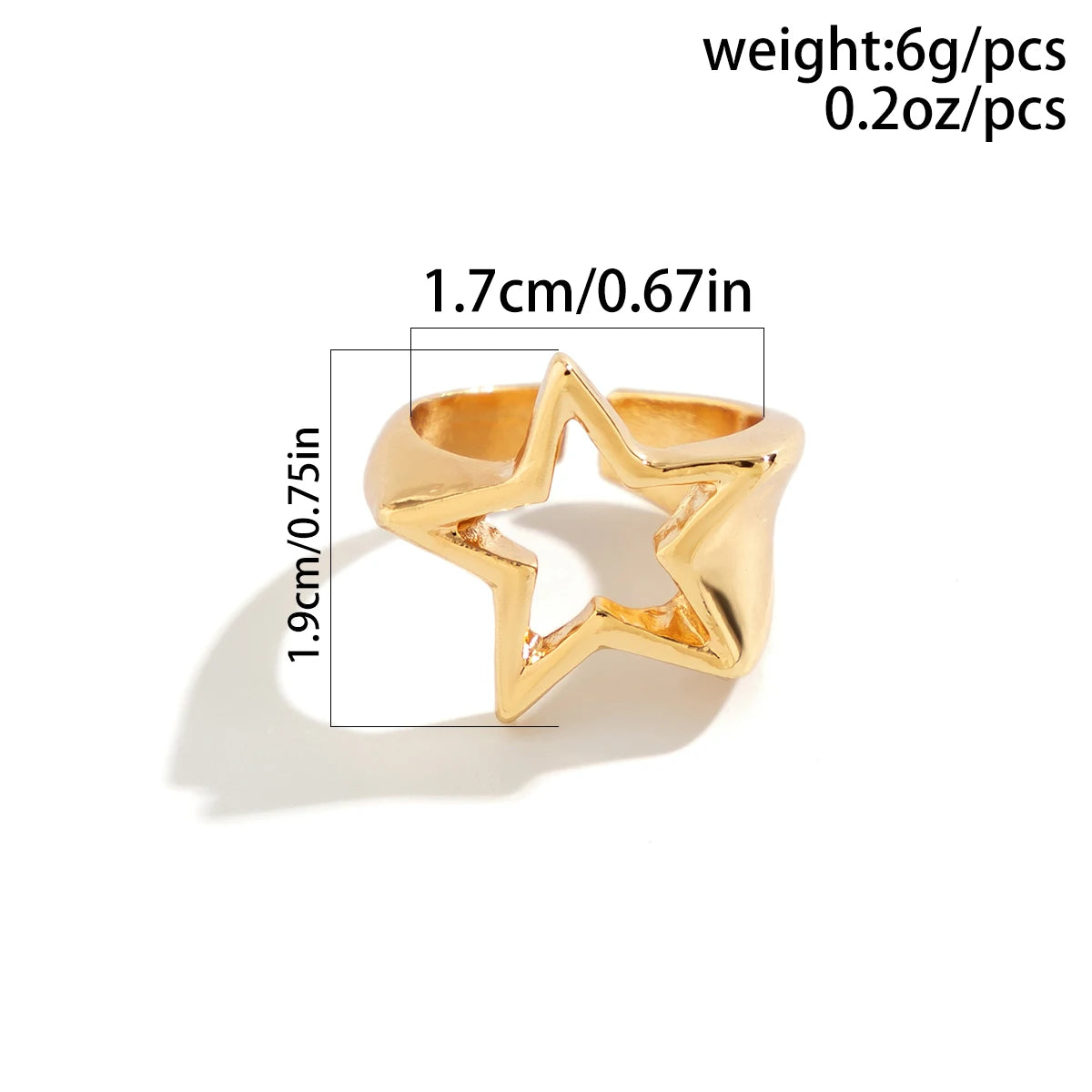 Women’s Irregular Star Open Ring – Adjustable Metal Statement Jewelry Fashion Accessory Free Shipping