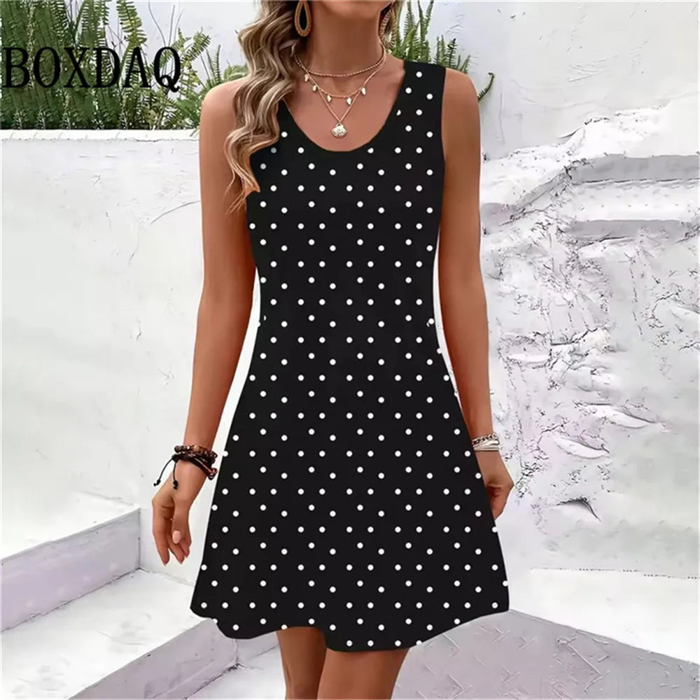 Sleeveless A-Line Beach Sundress | Loose Casual Vacation Mini Dress for Women