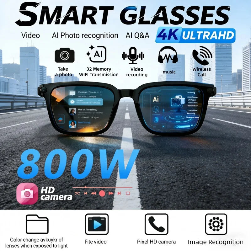 Next-Gen Smart Glasses – 4K Camera, Live Translation & Wireless Aud