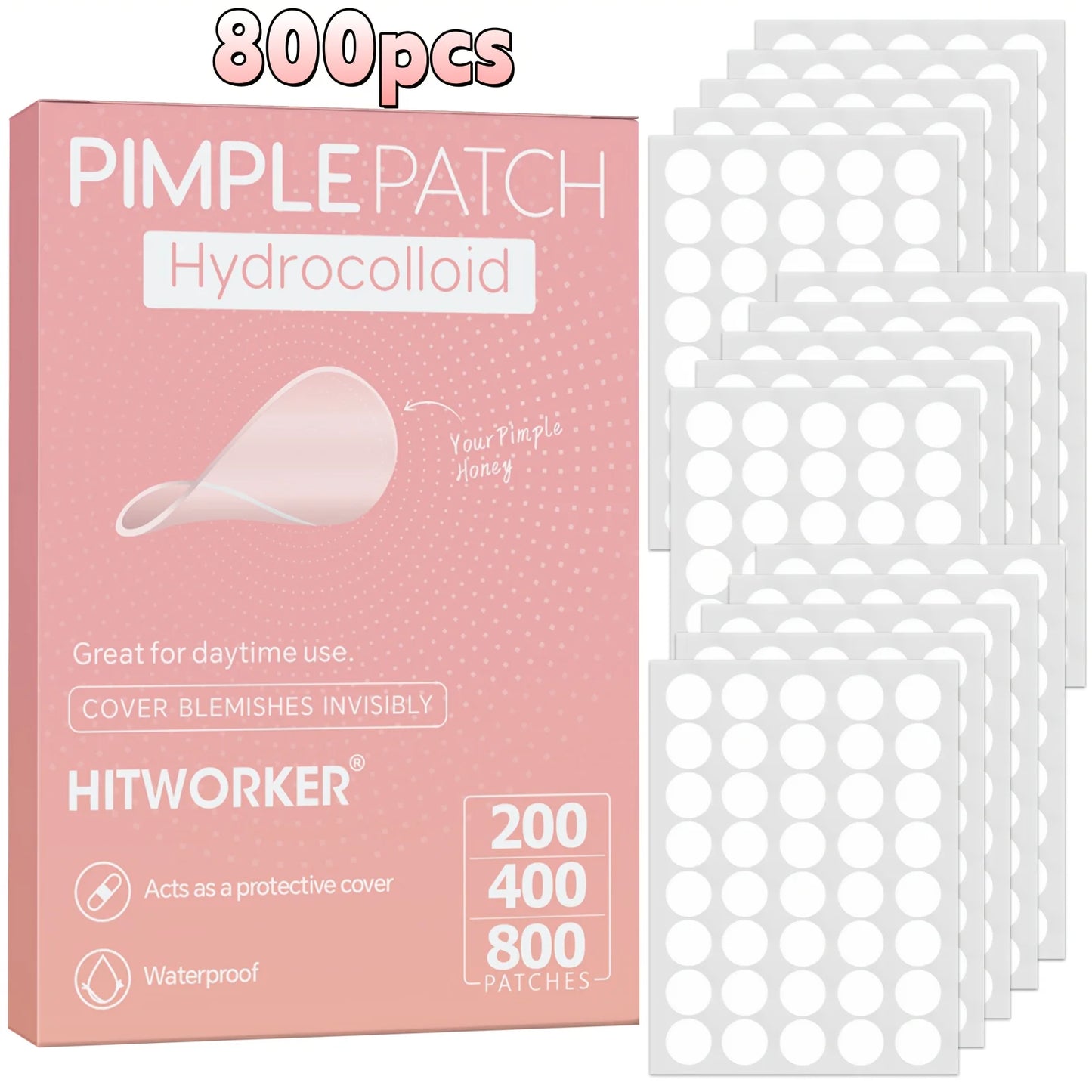 800 PCS Hydrocolloid Acne Pimple Patches – Invisible Spot Treatment for Oil Control, Blemish Care & Fast Absorption