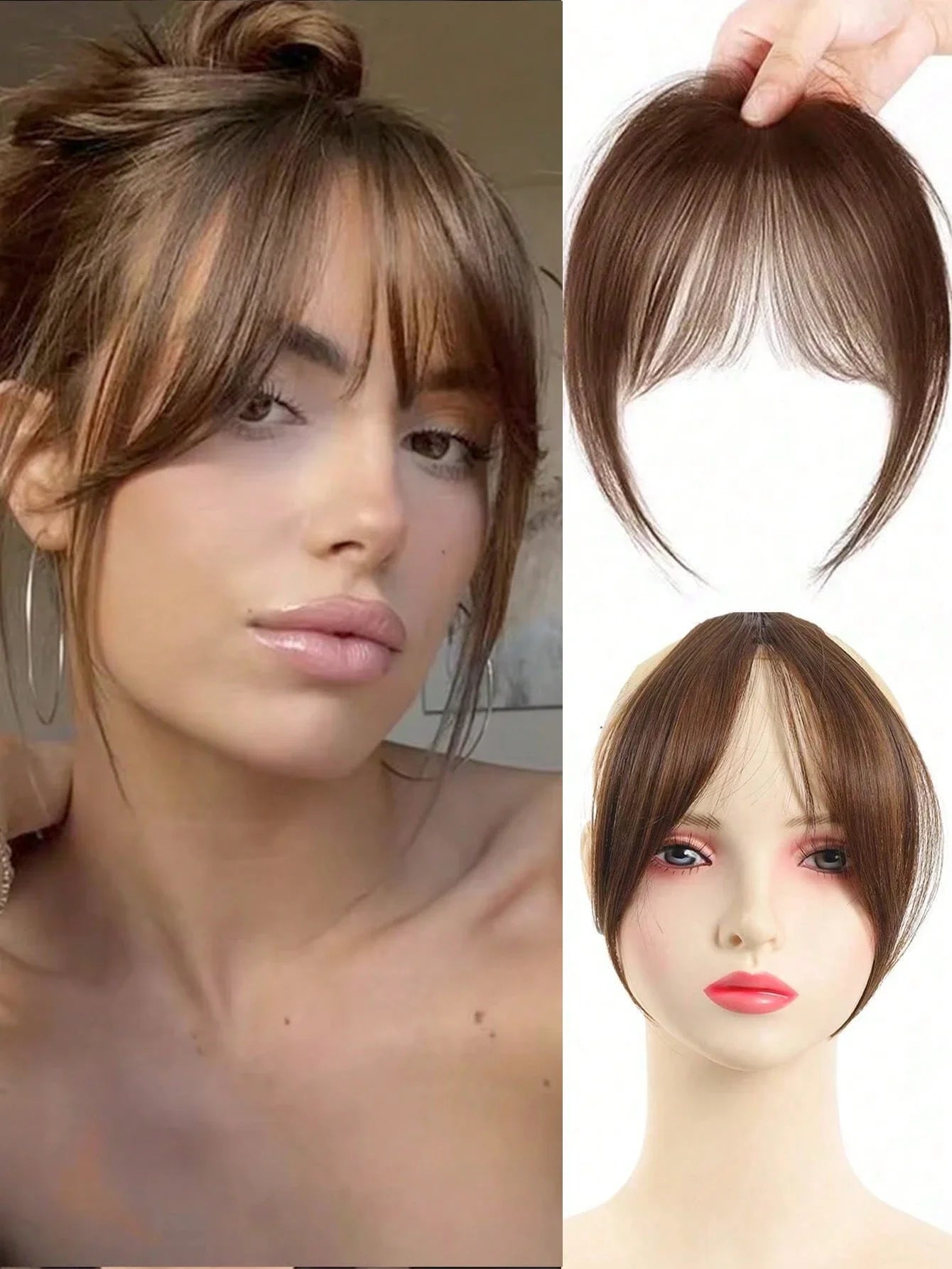 Clip In Middle Part Bangs Hair Extension – Natural Seamless French Bangs Hairpiece Free Shipping