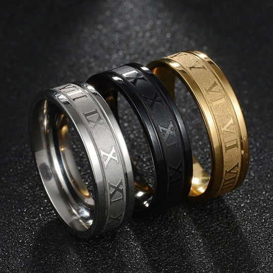 Roman Numeral Stainless Steel Ring – Unisex Fashion Punk Style Jewelry Gift Free Shipping