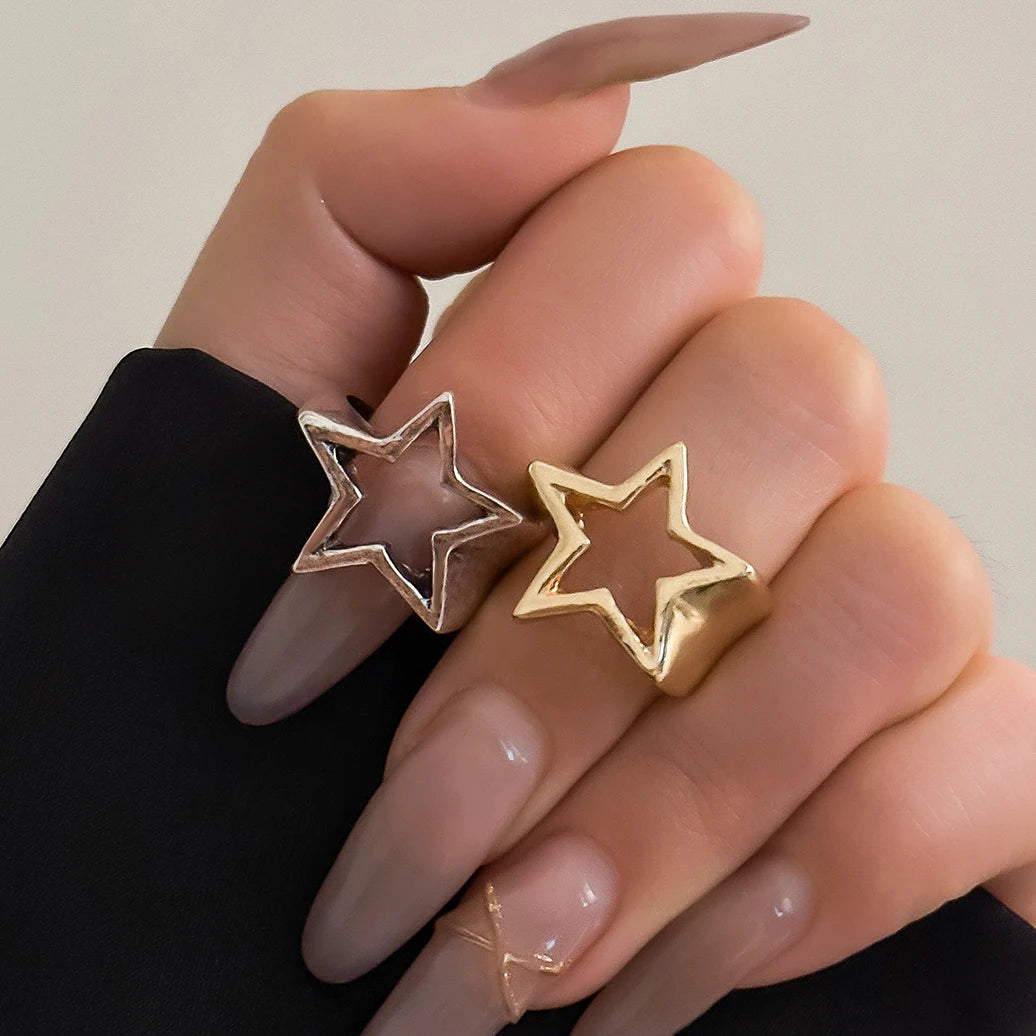 Women’s Irregular Star Open Ring – Adjustable Metal Statement Jewelry Fashion Accessory Free Shipping