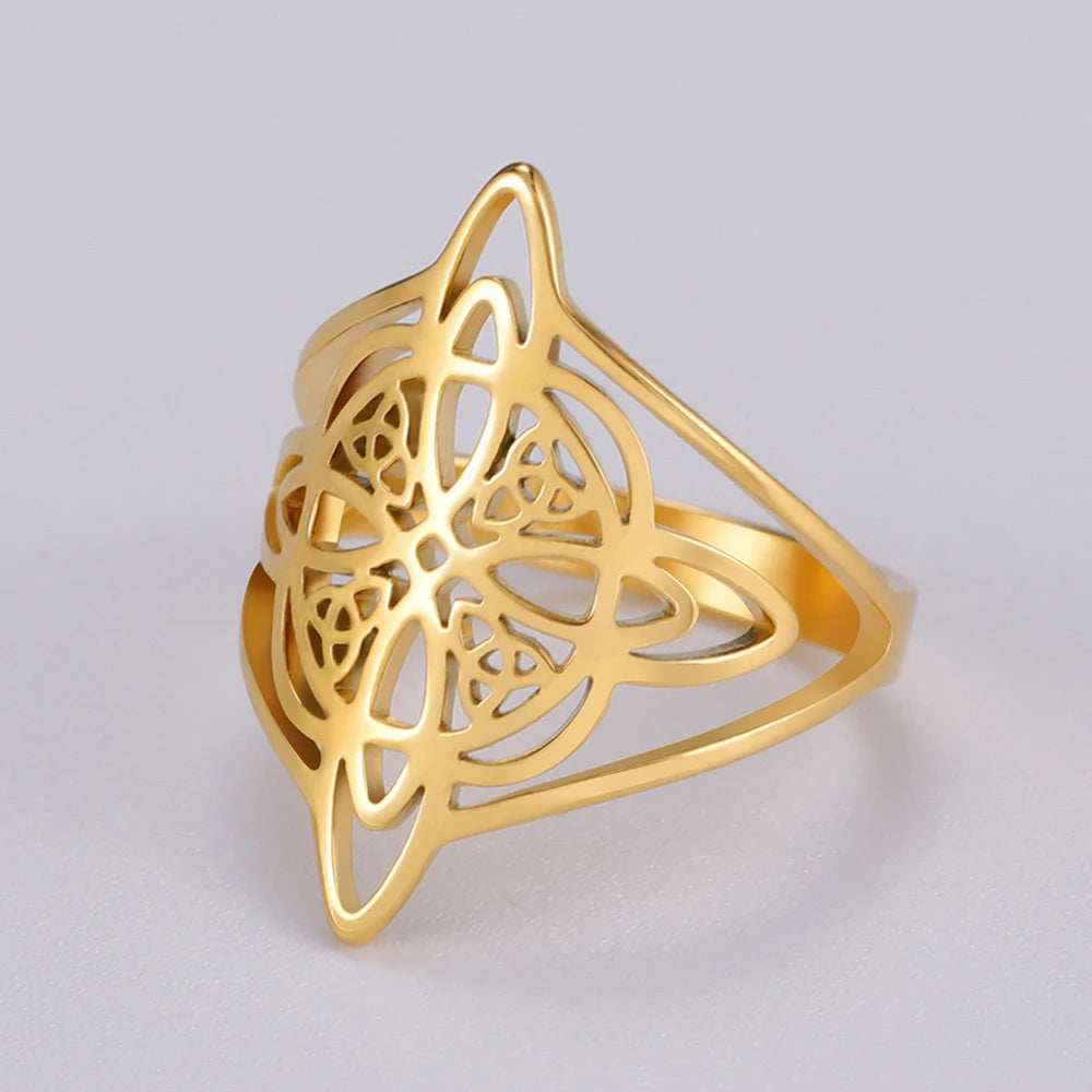 Celtic Knot Stainless Steel Ring for Men & Women – 18K Gold Plated Symbol Jewelry Free Shipping
