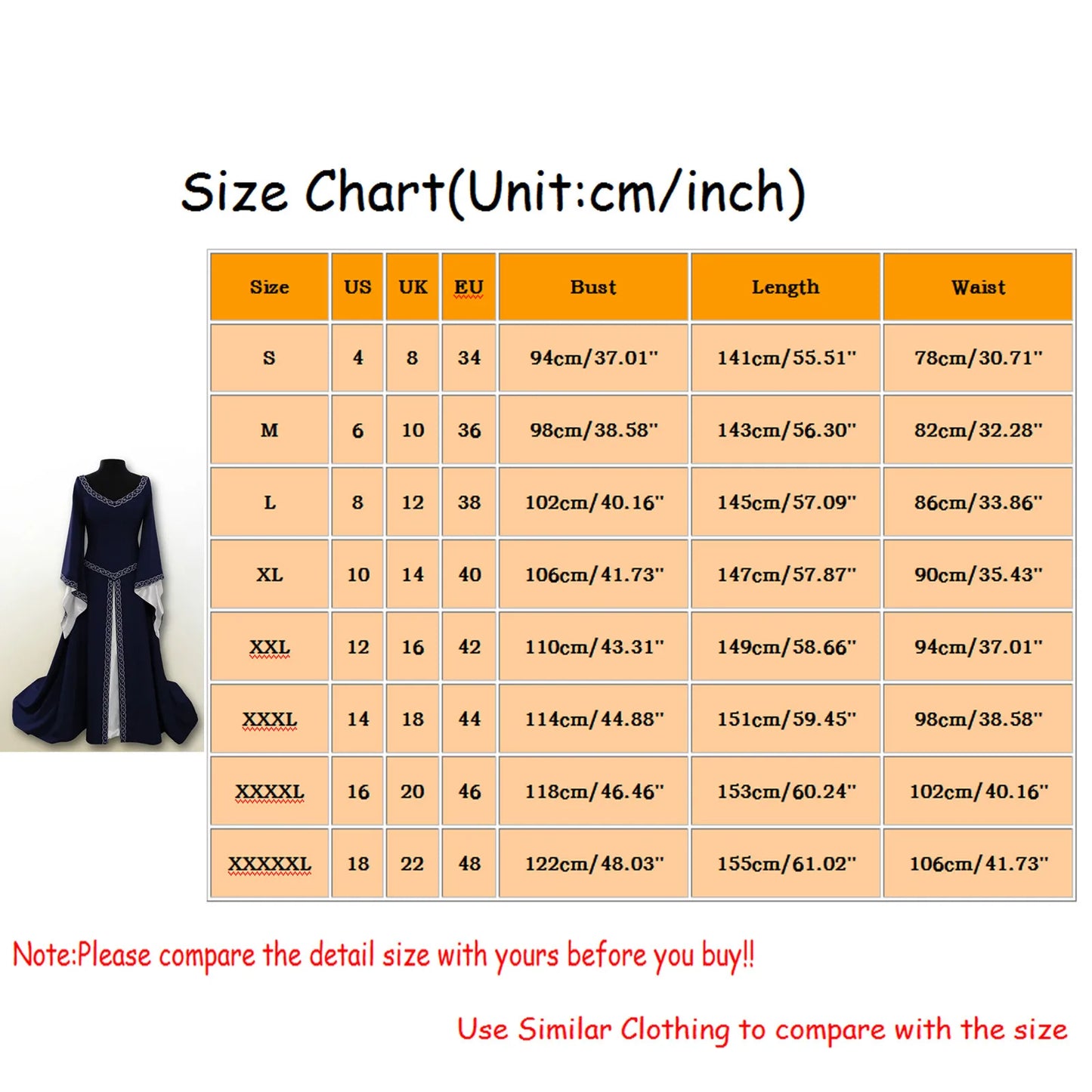 Women’s Long Sleeve Medieval Style Dress – Elegant Fantasy Inspired Long Dress Free Shipping