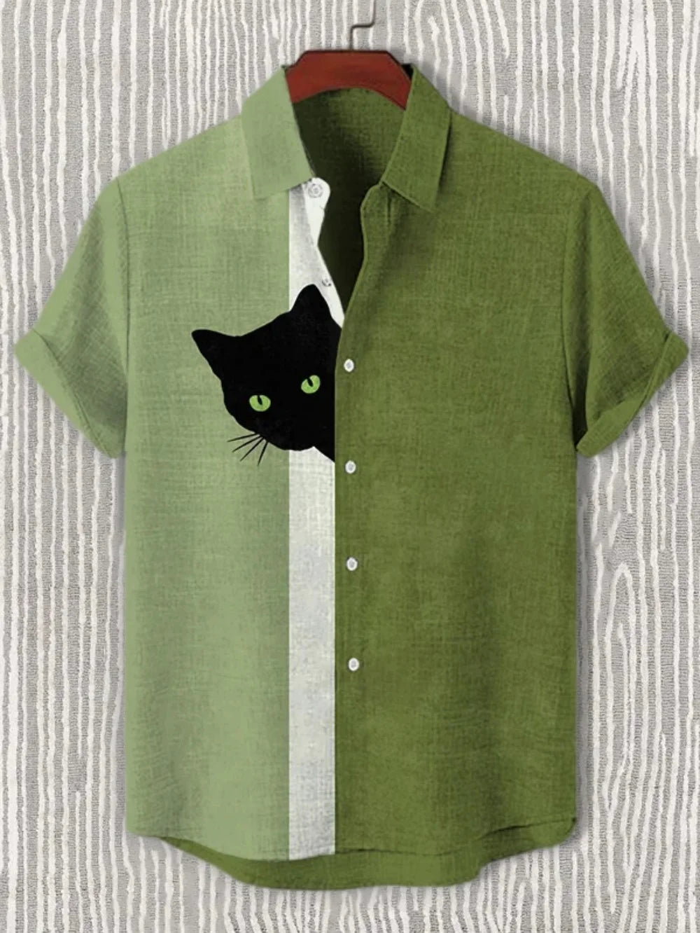 Men’s Artistic Print Shirt – Bamboo Linen Short Sleeve Casual Fashion Shirt Free Shipping