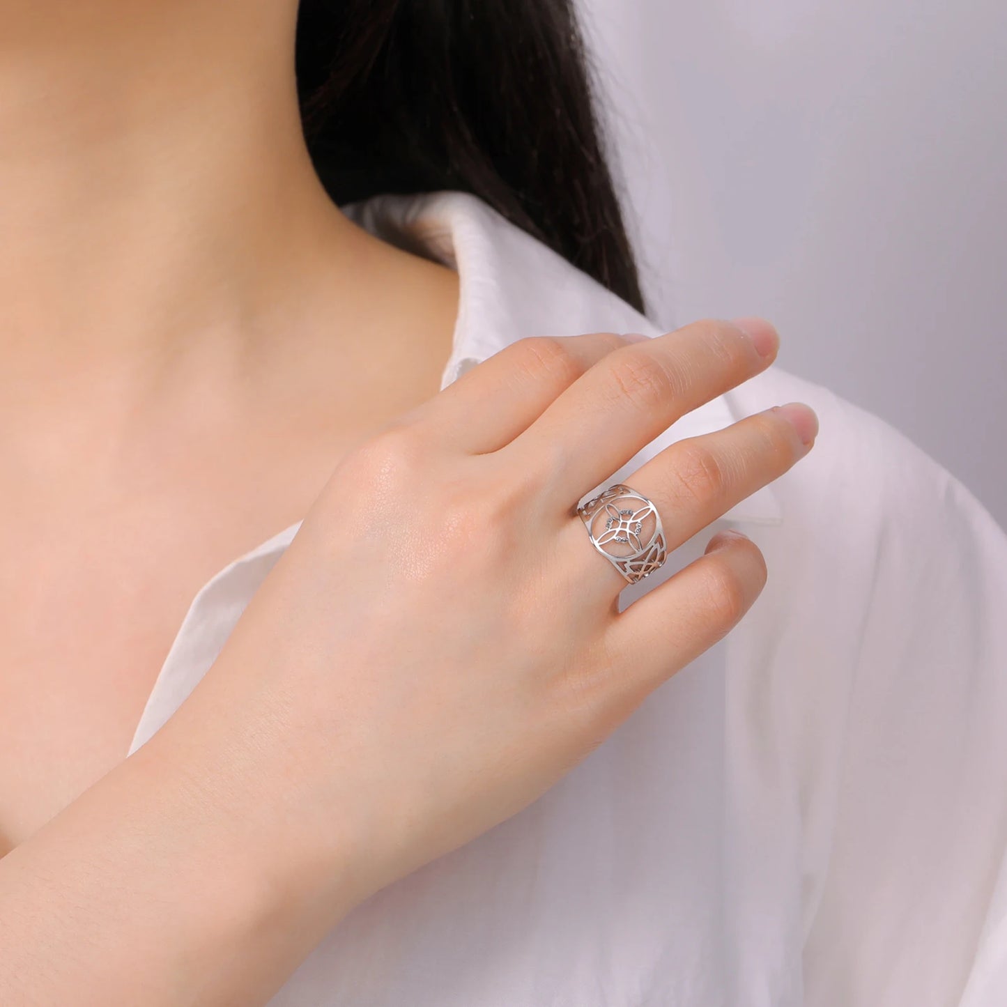 Celtic Knot Stainless Steel Ring for Men & Women – 18K Gold Plated Symbol Jewelry Free Shipping