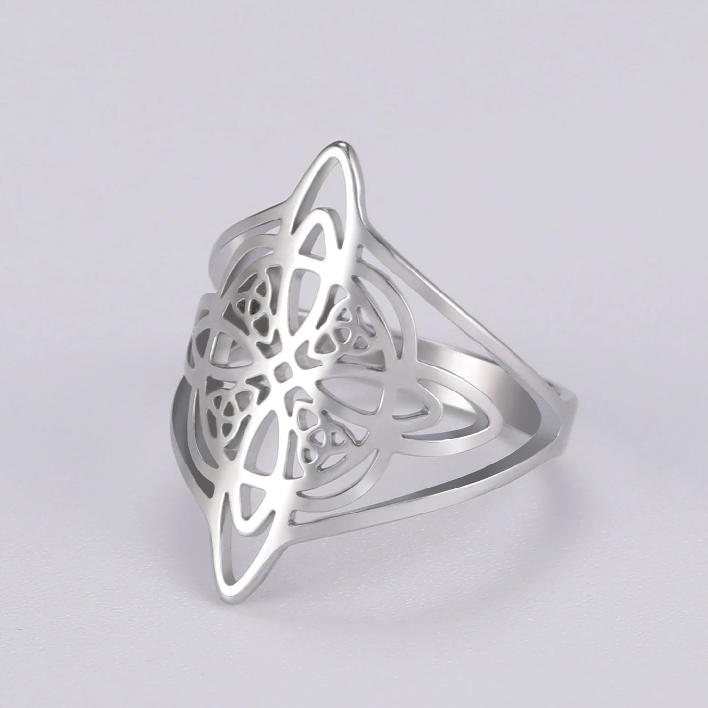 Celtic Knot Stainless Steel Ring for Men & Women – 18K Gold Plated Symbol Jewelry Free Shipping