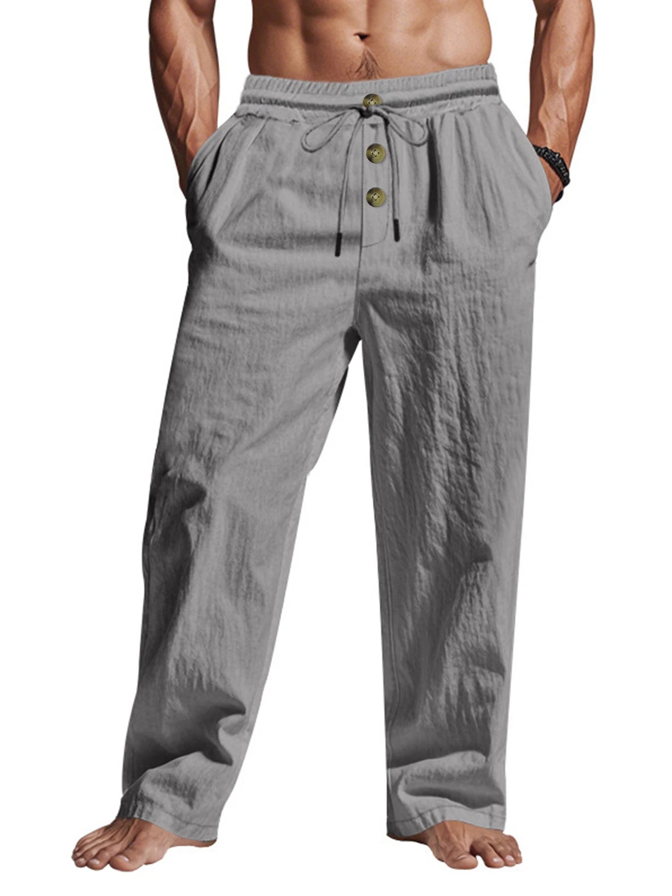 Men’s Summer Casual Trousers – Comfortable Lightweight Pants for Beach, Travel & Daily Wear Free Shipping