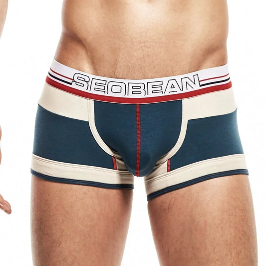 Men’s Cotton Boxer Shorts – Comfortable Low Rise Patchwork Underwear Soft Stretch Fit Free Shipping