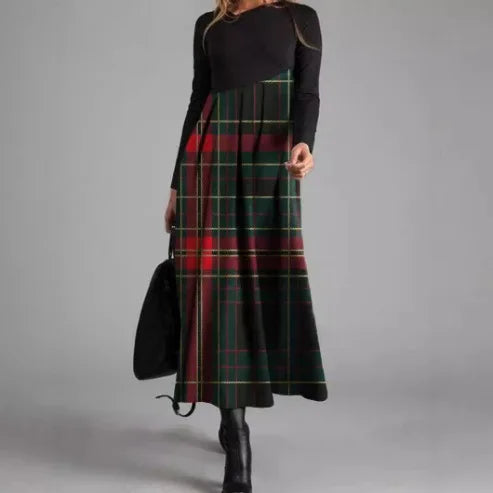 Women’s Elegant V-Neck A-Line Long Dress – Long Sleeve Casual Party Dress Free Shipping