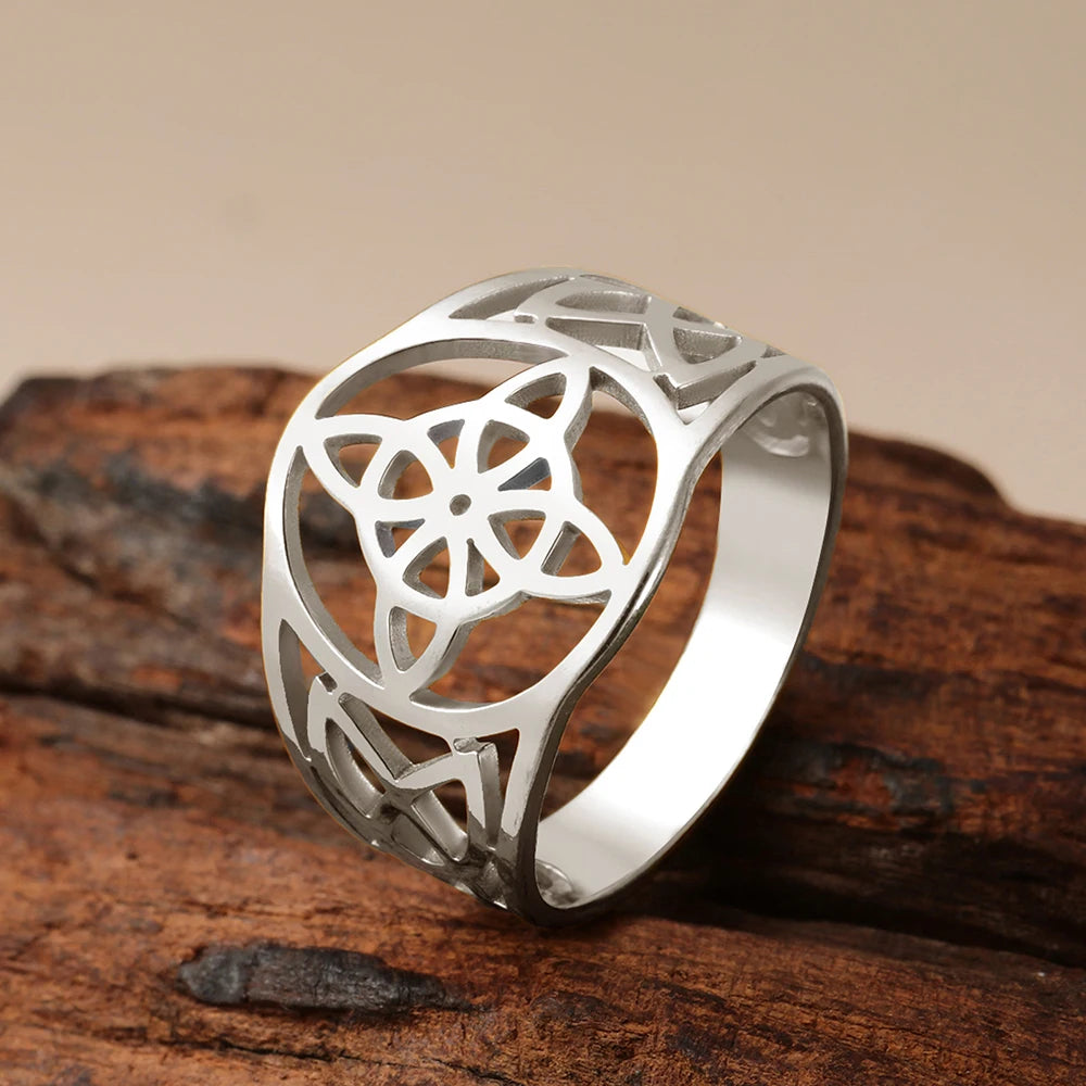 Celtic Knot Stainless Steel Ring for Men & Women – 18K Gold Plated Symbol Jewelry Free Shipping