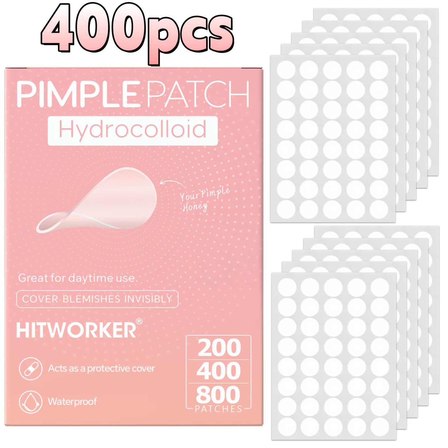 800 PCS Hydrocolloid Acne Pimple Patches – Invisible Spot Treatment for Oil Control, Blemish Care & Fast Absorption