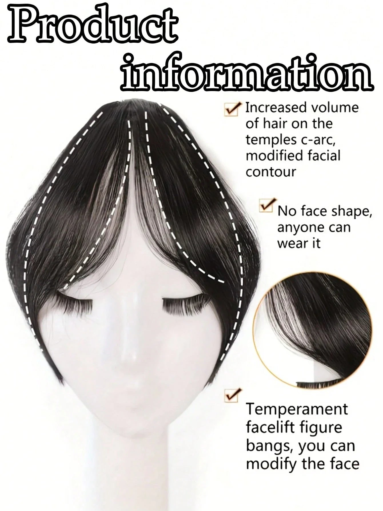 Clip In Middle Part Bangs Hair Extension – Natural Seamless French Bangs Hairpiece Free Shipping