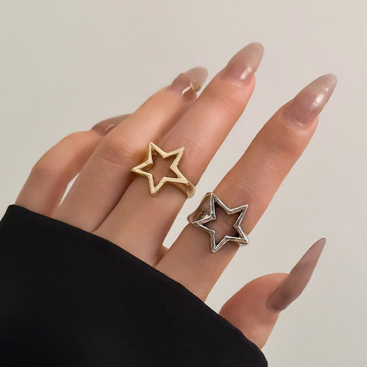 Women’s Irregular Star Open Ring – Adjustable Metal Statement Jewelry Fashion Accessory Free Shipping